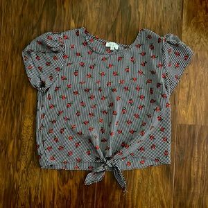 Black/white striped rose shirt